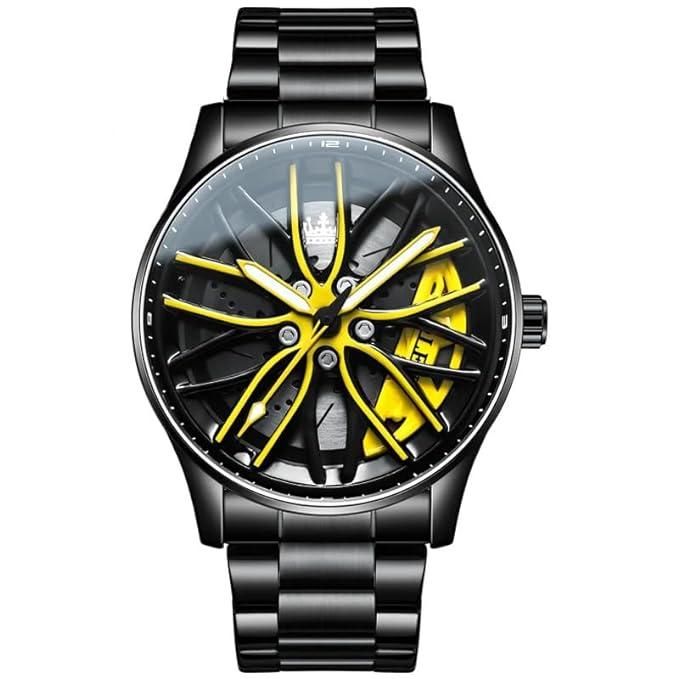 Stereoscopic Car Wheel Watch (Yellow)