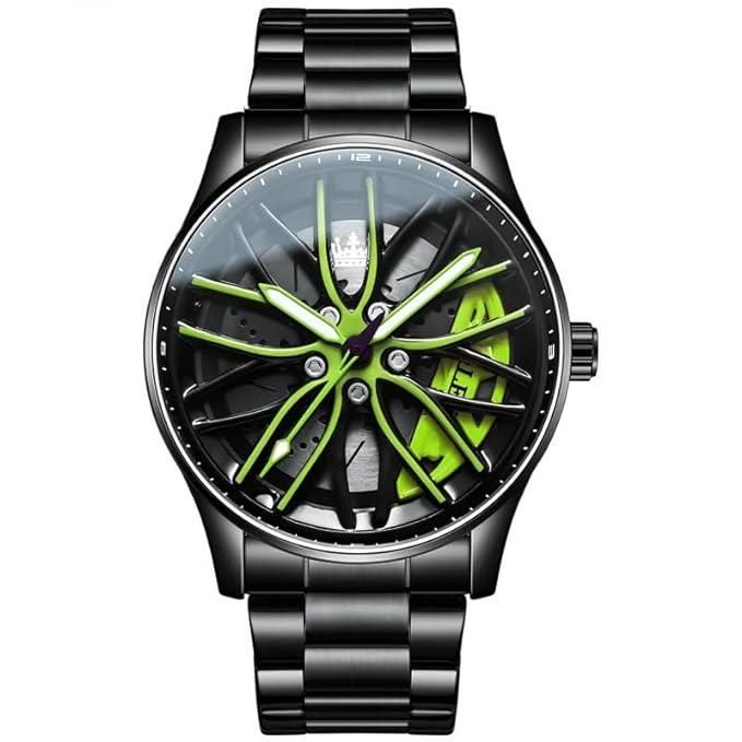 Stereoscopic Car Wheel Watch (Green)