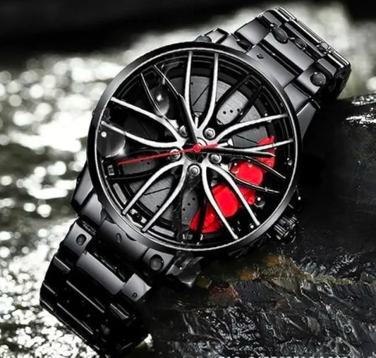 Stereoscopic Car Wheel Watch (Red)